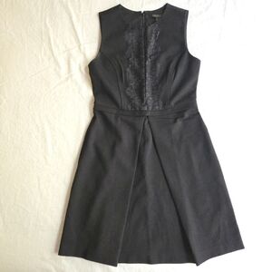 Cynthia Steffe Black Ponte Lace Front Sleeveless Fit & Flare Midi Dress